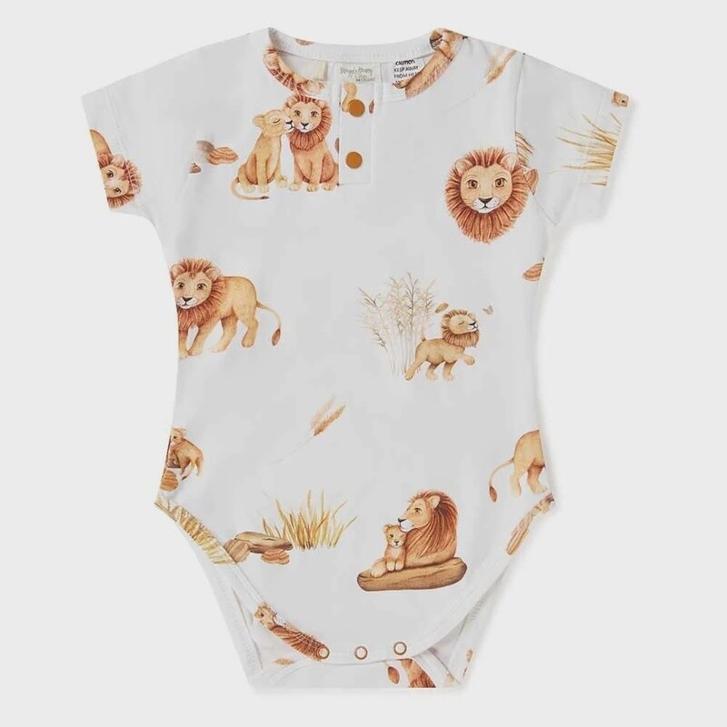 Lion Short Sleeve Organic Bodysuit