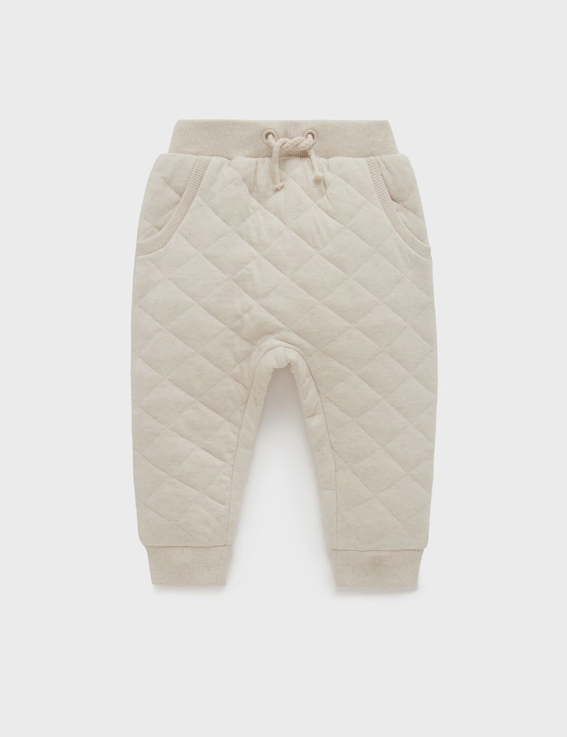 White Quilted Track Pants