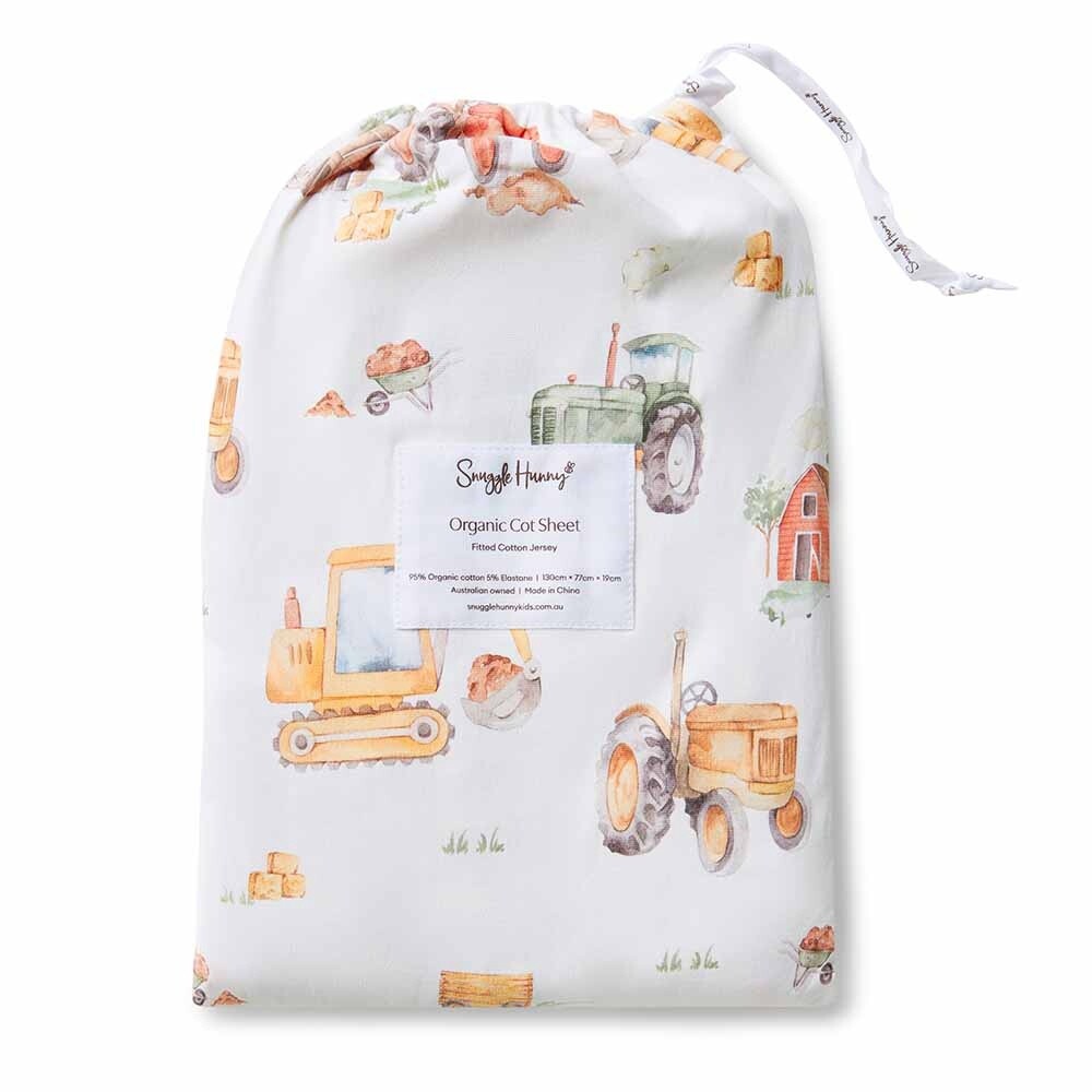 Diggers Organic Fitted Cot Sheet