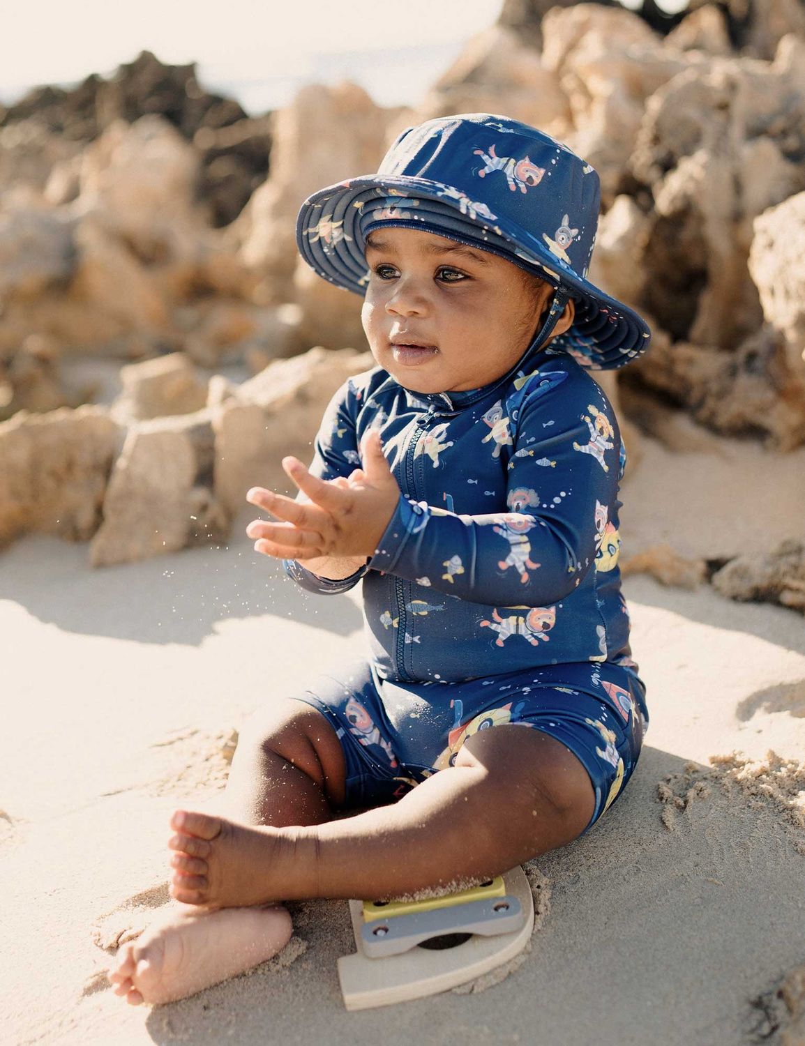 PRINTED L/S SUNSUIT- Submarine