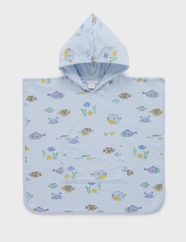 TOWELLING PONCHO- Fishie Print