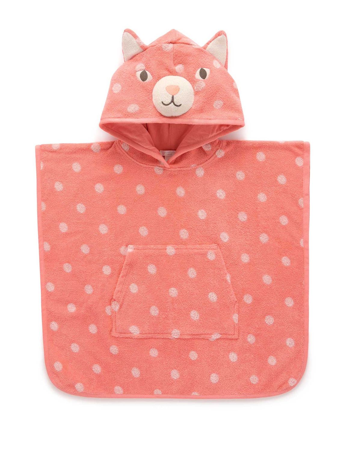 TOWELLING ANIMAL PONCHO- Coral Spot