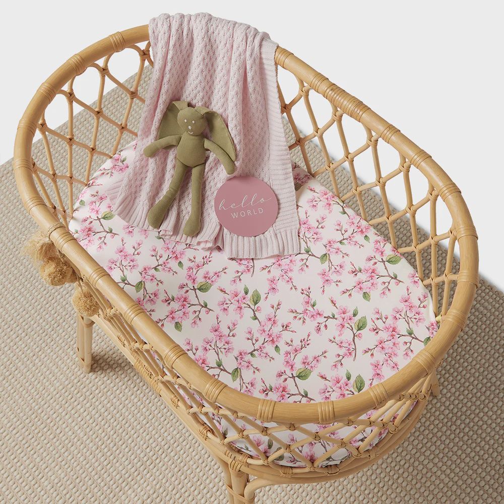 Cherry Blossom Organic Bassinet Sheet / Change Pad Cover