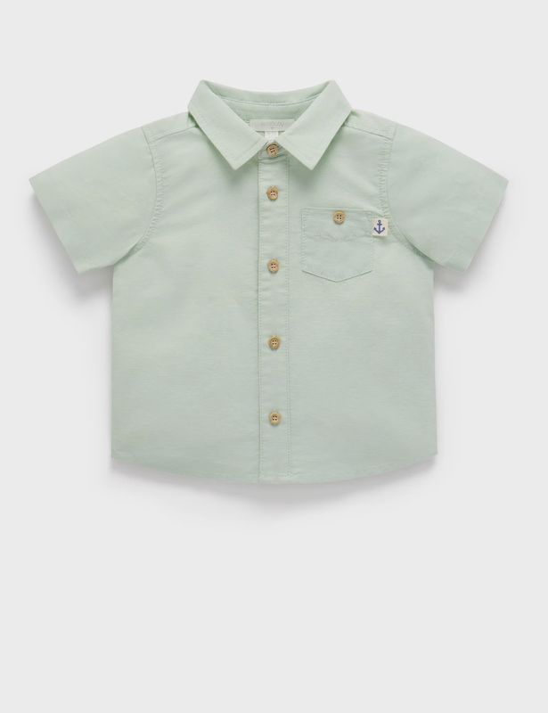 LINEN BLEND SHIRT- Lichen