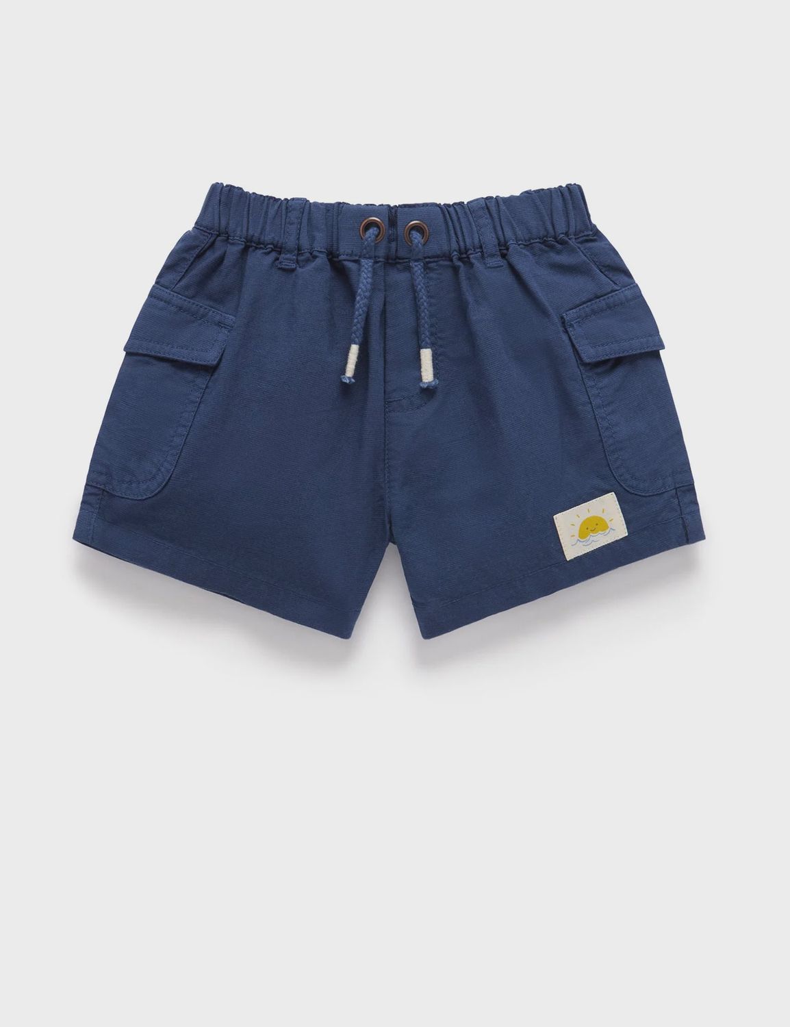 LINEN BLEND SHORT- Marine
