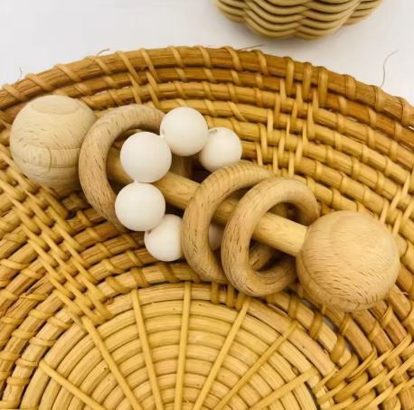 Beech Wood Rattle and Teether Toy