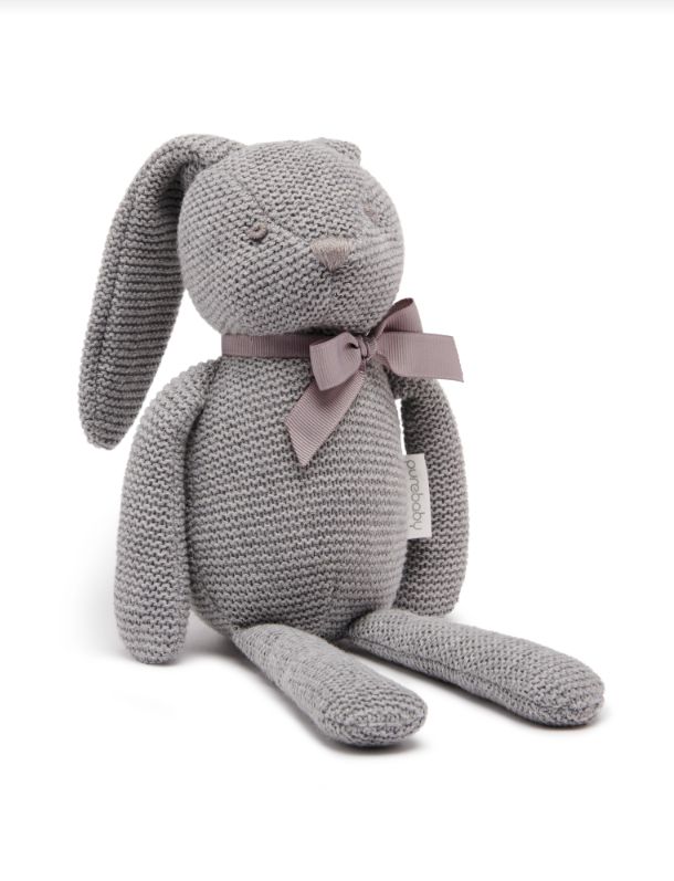 Knitted Bunny Toy -Grey