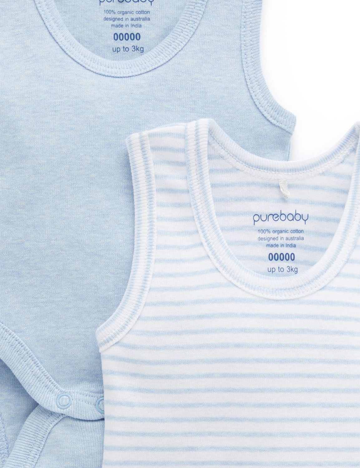 RIB BODYSUIT 2 PACK - Pale Blue