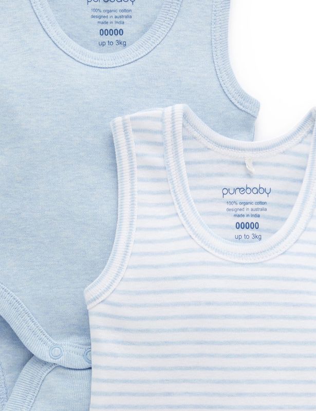 RIB BODYSUIT 2 PACK - Pale Blue