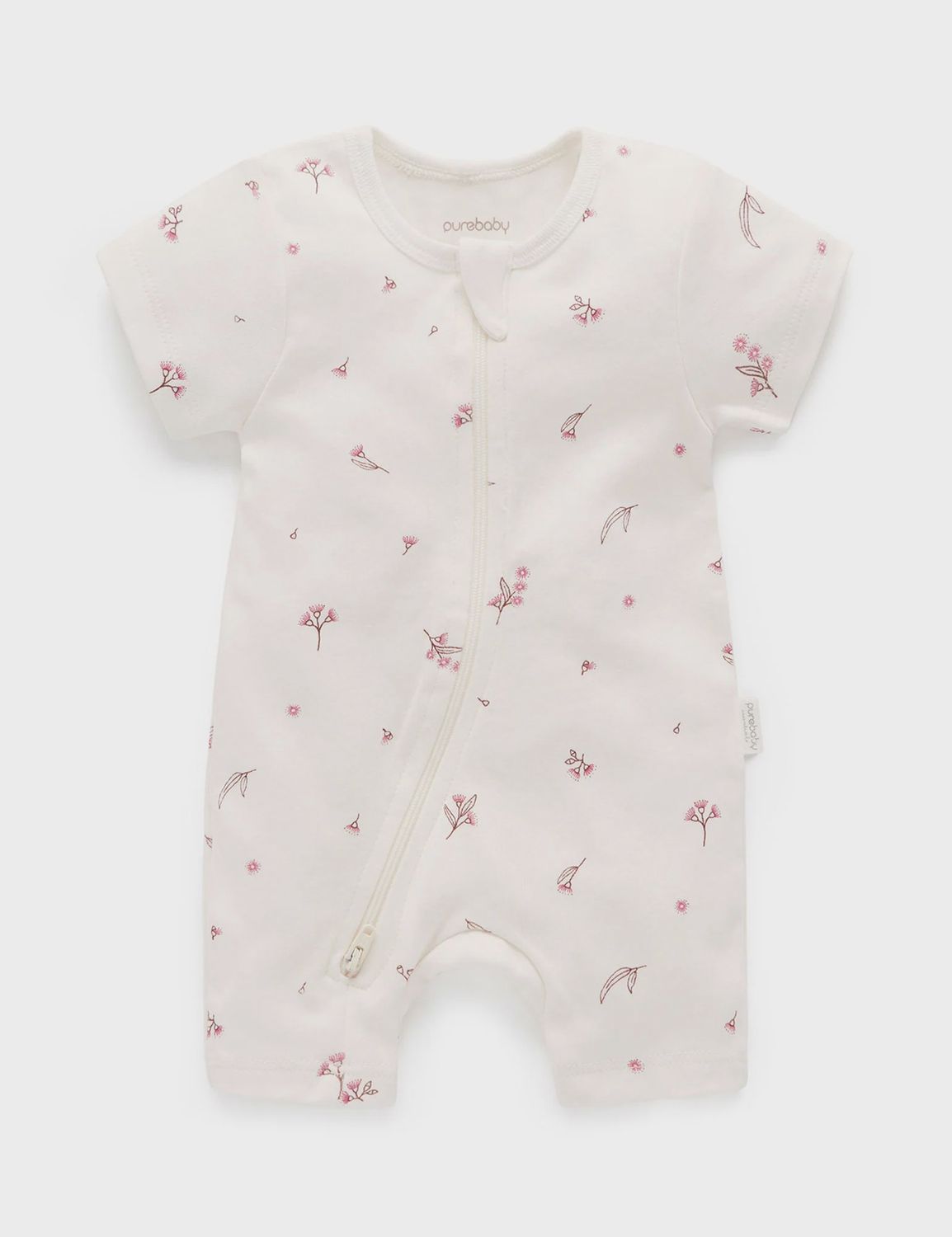 S/S SHORT LEG ZIP GROWSUIT- Vanilla Blossom