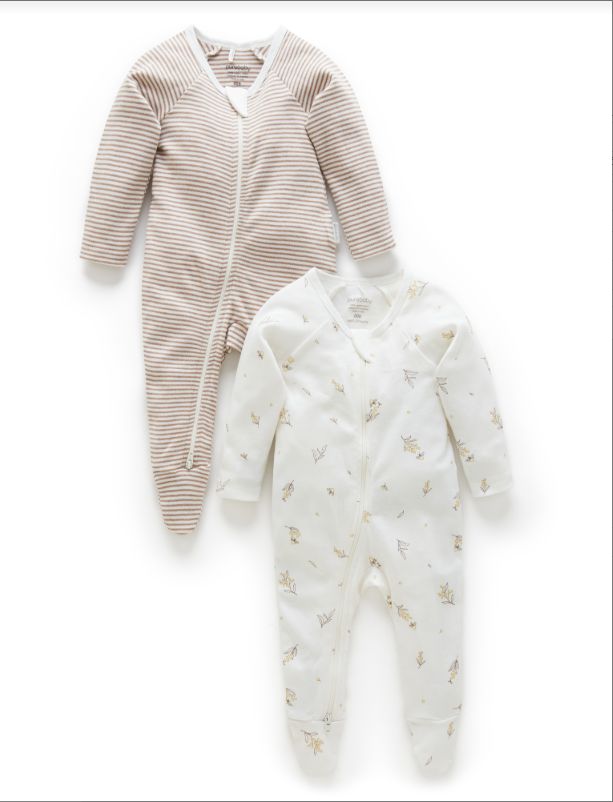 2 PACK ZIP GROWSUIT -Vanilla Wattle Bee