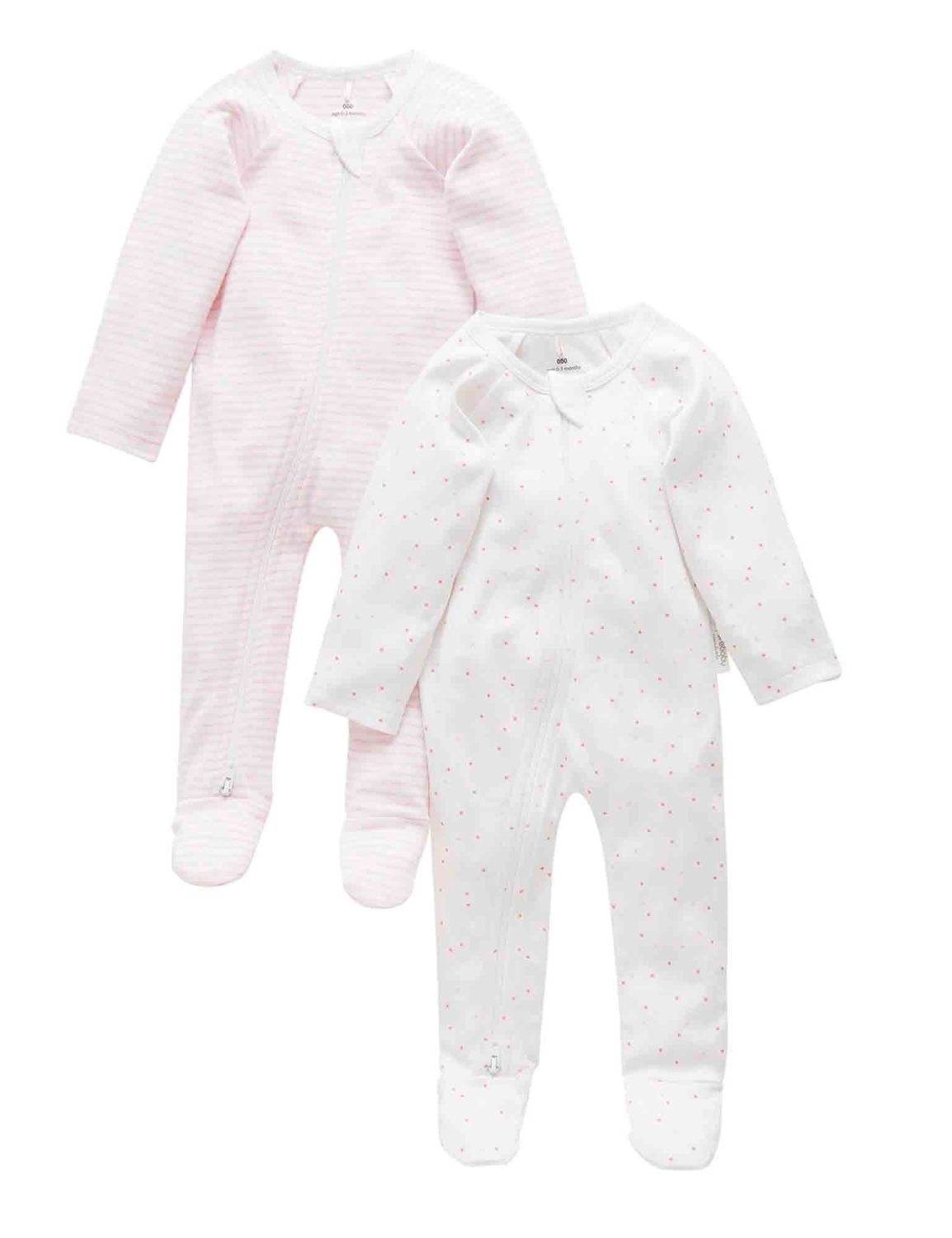 2 PACK ZIP GROWSUIT -Pale Pink