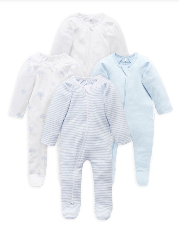 4 PACK ZIP GROWSUIT-Pale Blue