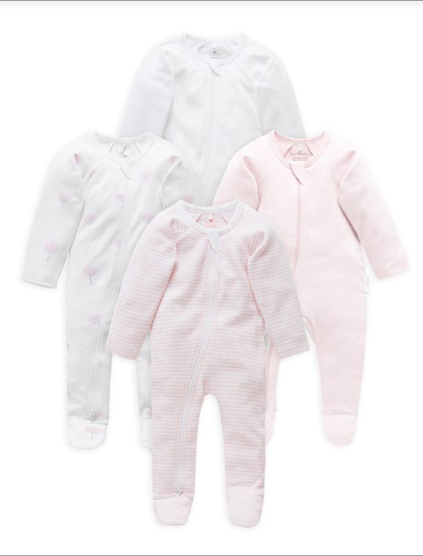 4 PACK ZIP GROWSUIT-Pale Pink