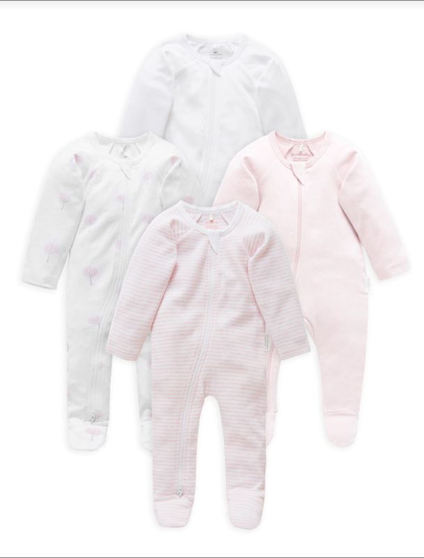 4 PACK ZIP GROWSUIT-Pale Pink