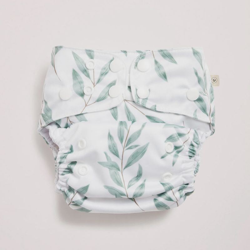 Modern Cloth Nappy- Olive Leaf-One size 3.5kg-16kg