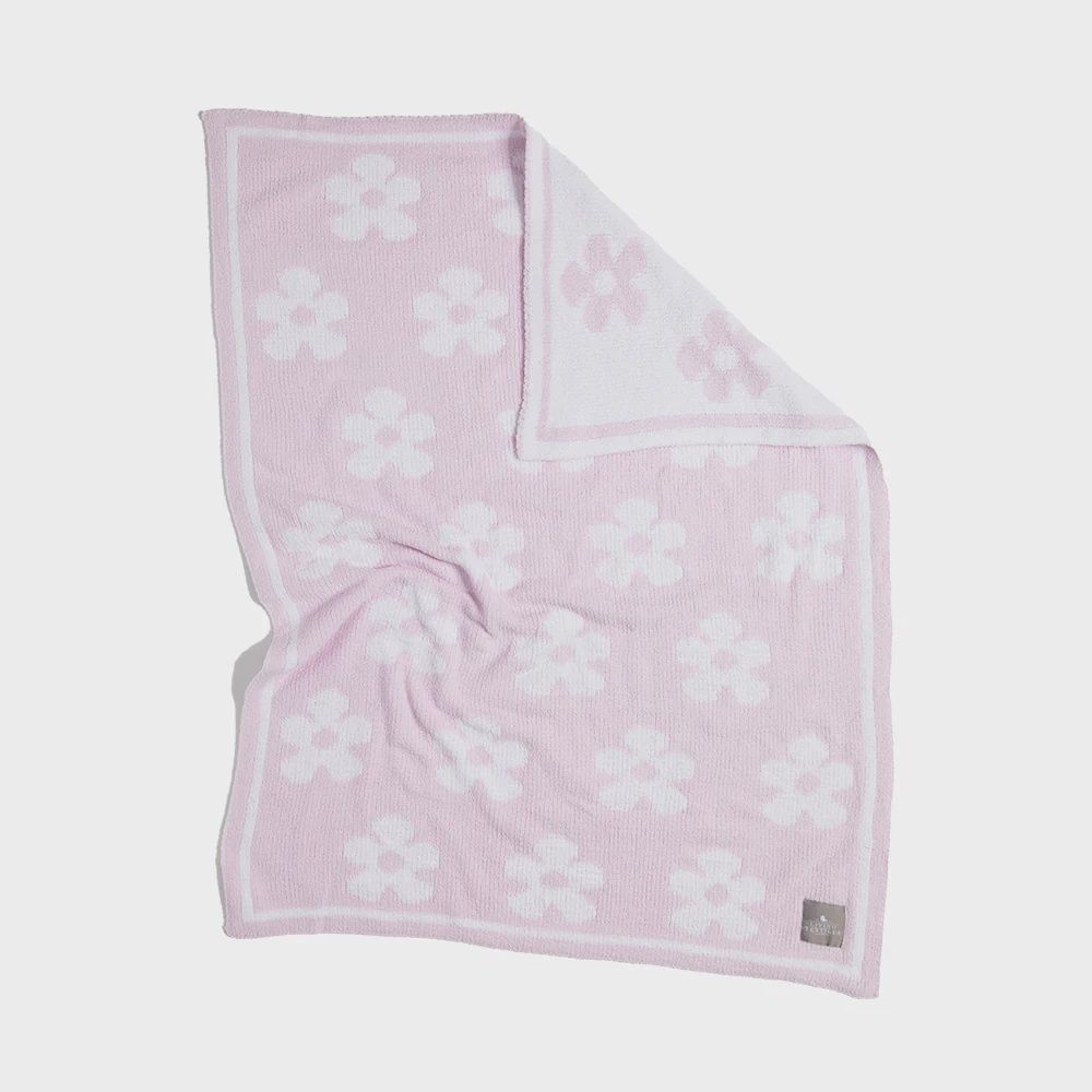 Chenille Blanket - Purple Flowers