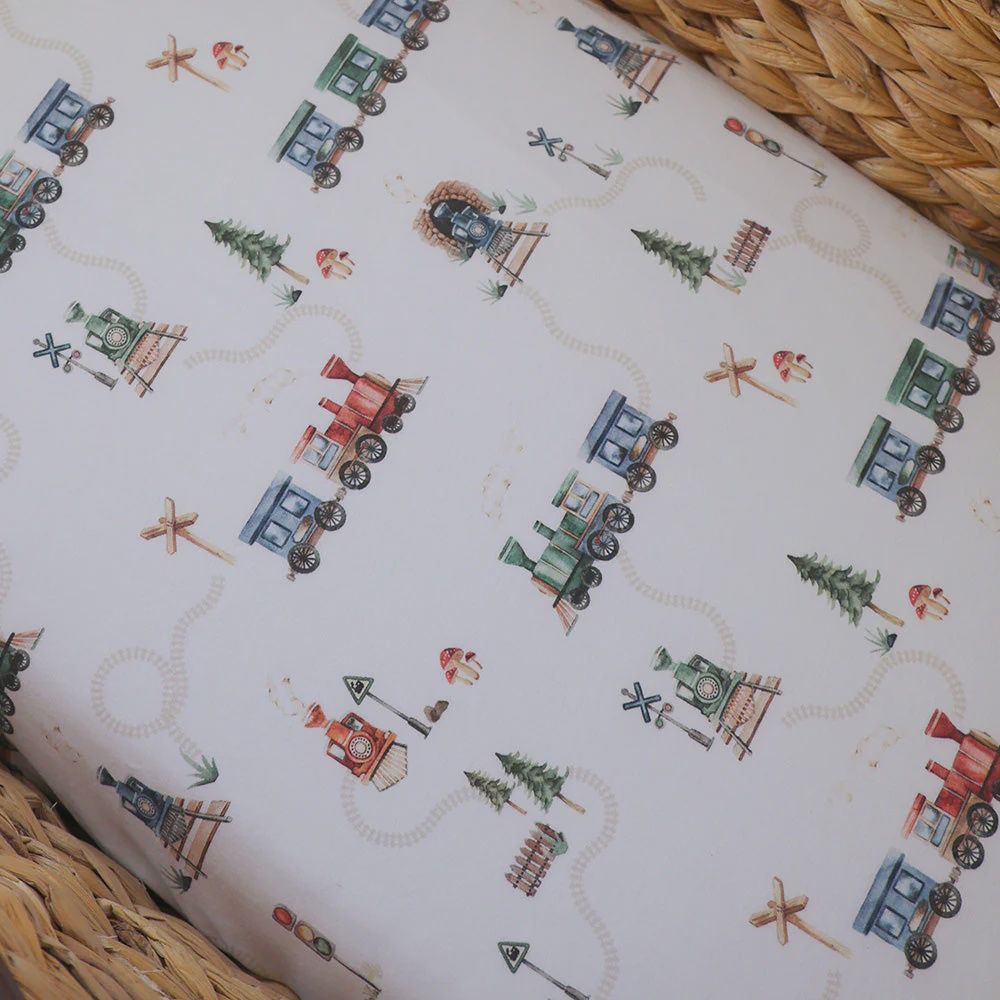 Trains Organic Bassinet Sheet