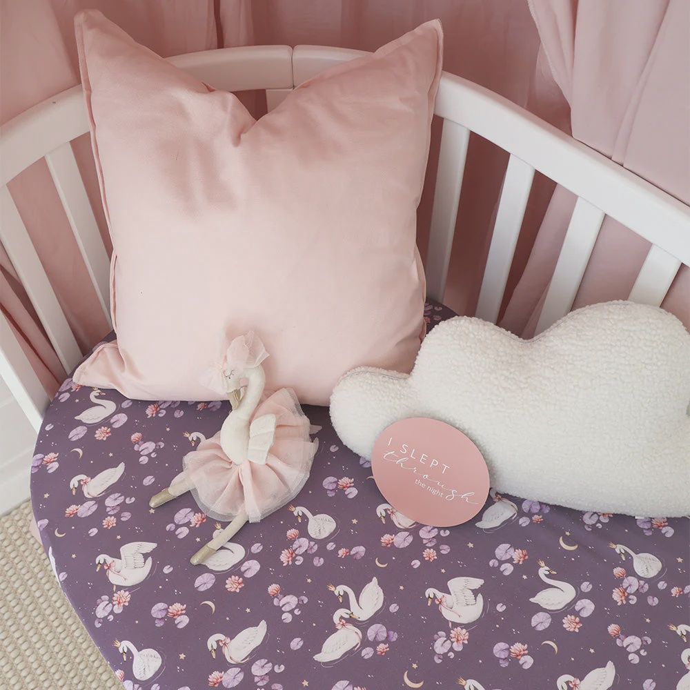 Midnight Swan Organic Cot Sheet