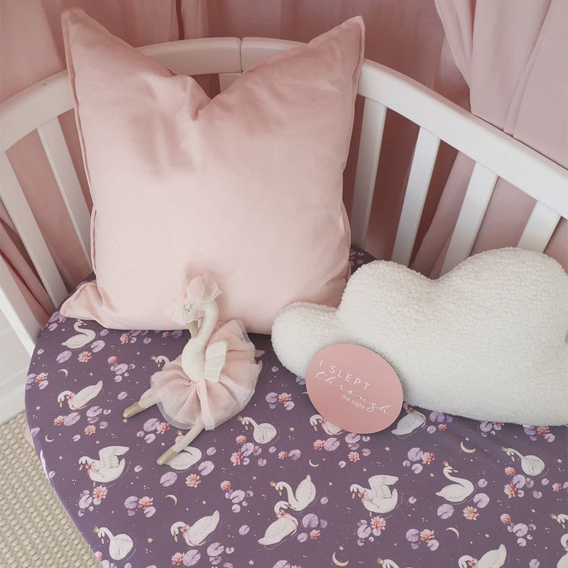 Midnight Swan Organic Cot Sheet