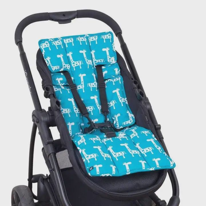 Pram Liner -Teal Giraffe