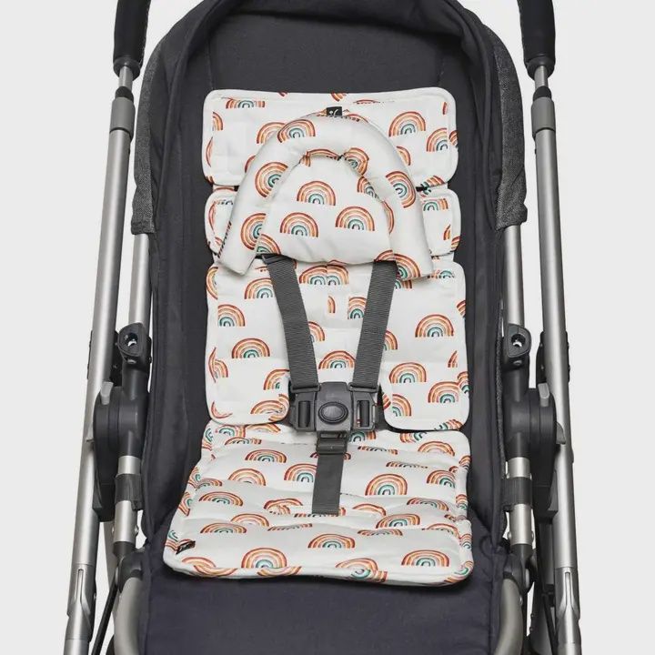 Mini Pram Liner with Adjustable Head Support - Rainbows