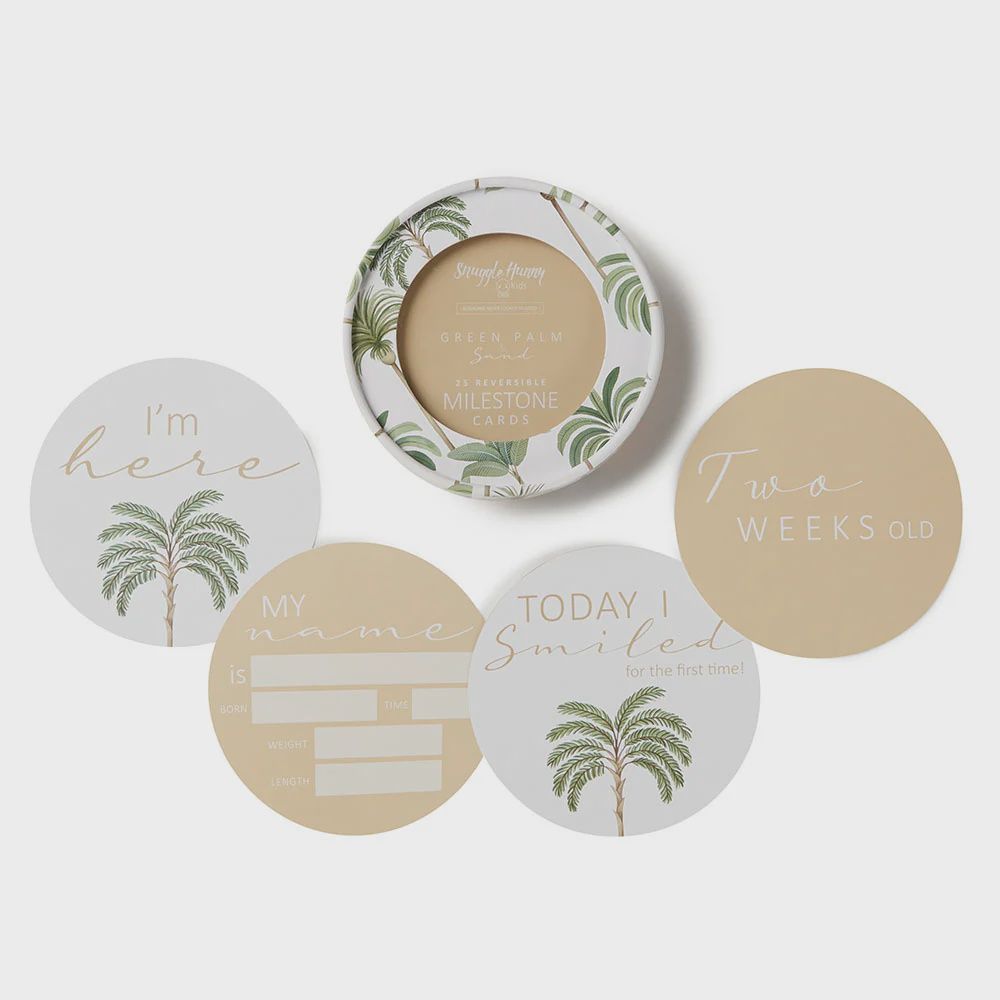 Green Palm and Sand Reversible Milestone Cards