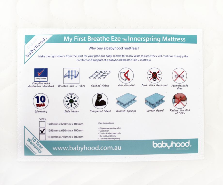 My First Breathe Eze Innerspring Mattress- 1200 x 600