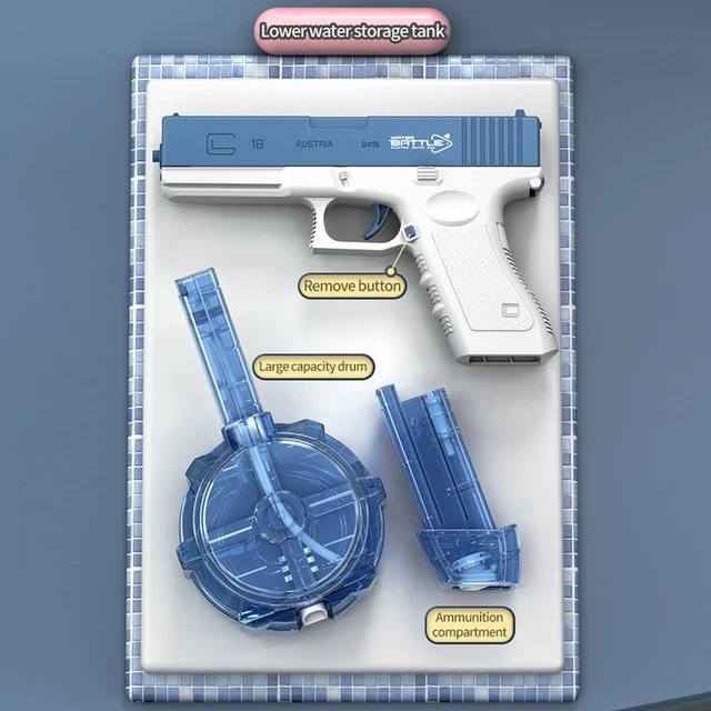 Electric Summer Water Gun Electric Glock Pistol High-pressure Full Automatic Shooting Water Beach Toy For Kids Children Boys Girls Adults