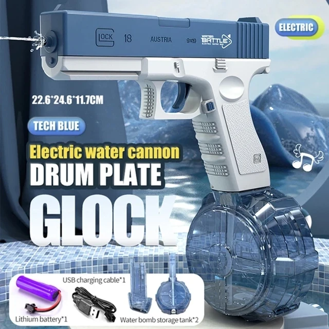 Electric Summer Water Gun Electric Glock Pistol High-pressure Full Automatic Shooting Water Beach Toy For Kids Children Boys Girls Adults