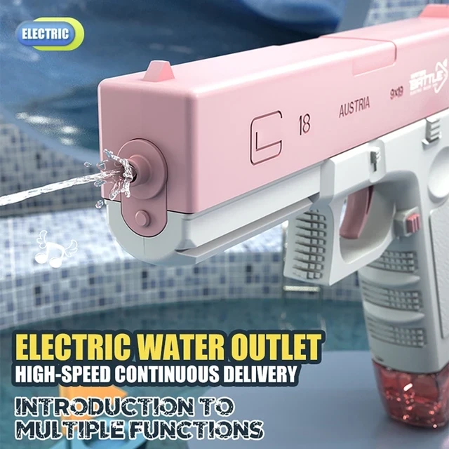 Electric Summer Water Gun Electric Glock Pistol High-pressure Full Automatic Shooting Water Beach Toy For Kids Children Boys Girls Adults