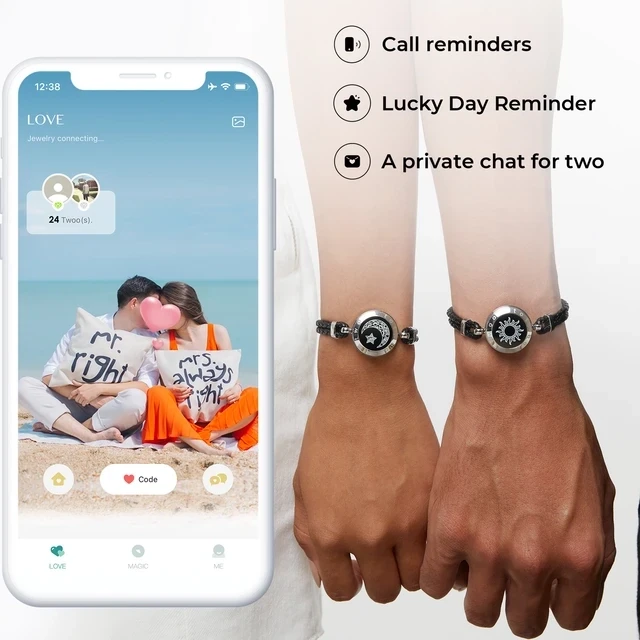 Long Distance Touch Bracelets for Couples Light Up Relationship