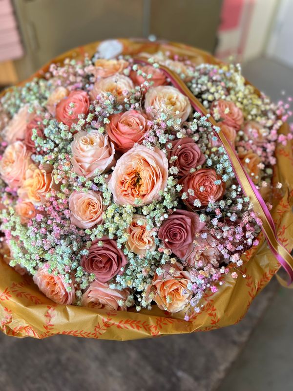 Rozenboeket met een Gipsy touch