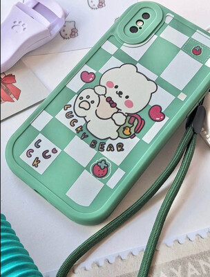 Lucky Bear Phone Case w/ Strap (Green)