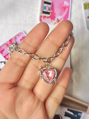 Pink Sparkly Heart Necklace