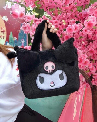 Black Kuromi Plush Handbag