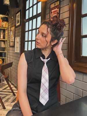 Lilac Plaid Mini Neck Tie