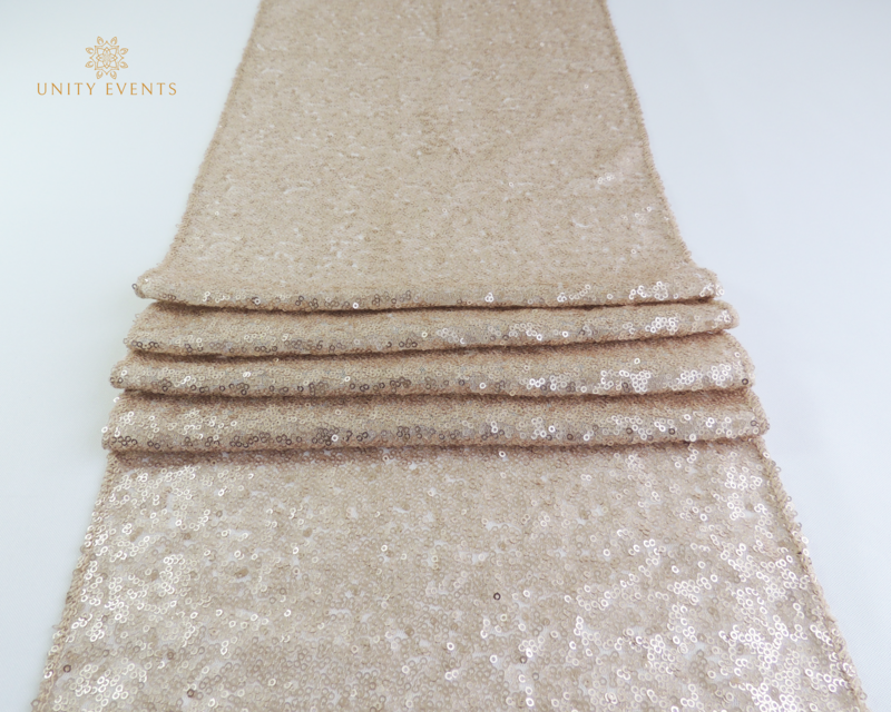 Champagne sequin Table Runners - Straight tie