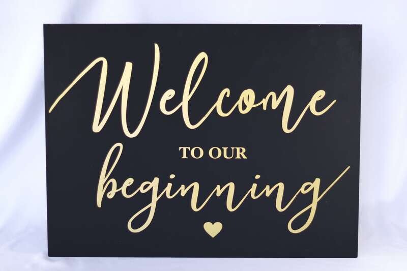 Welcome to our beginning - Black and gold