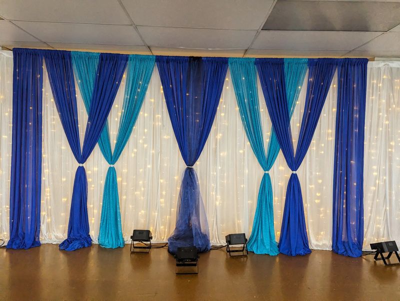 Blue draping fabric