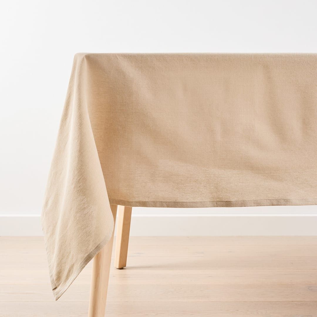 Beige linen tablecloth