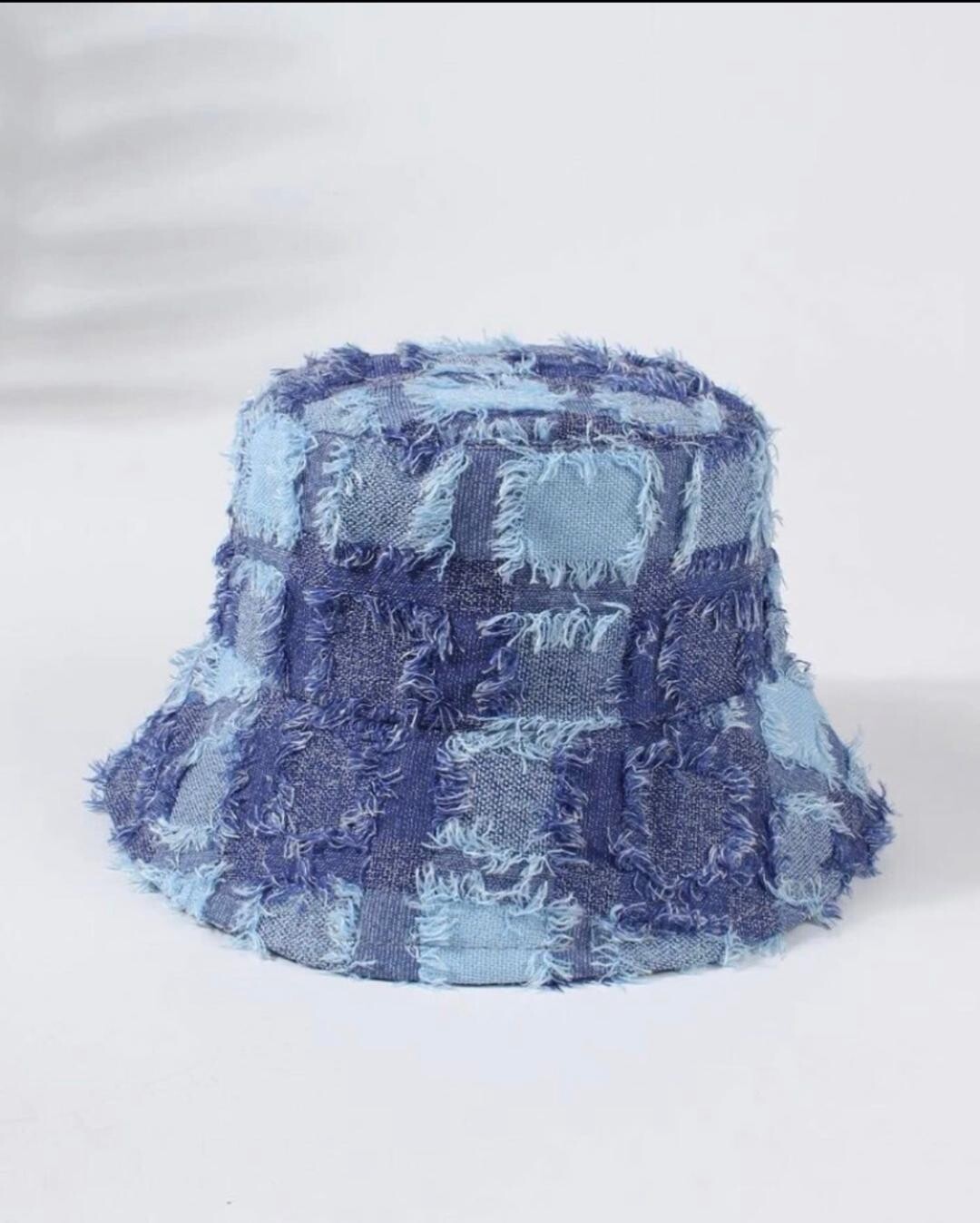 Blue Distress Denim Bucket Hat