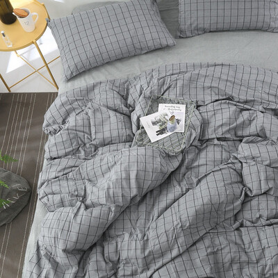 Boiled Cotton Bedding Set 250TC King Size Checkered
