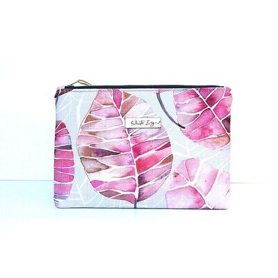 Pink Leaf Flat Pouch