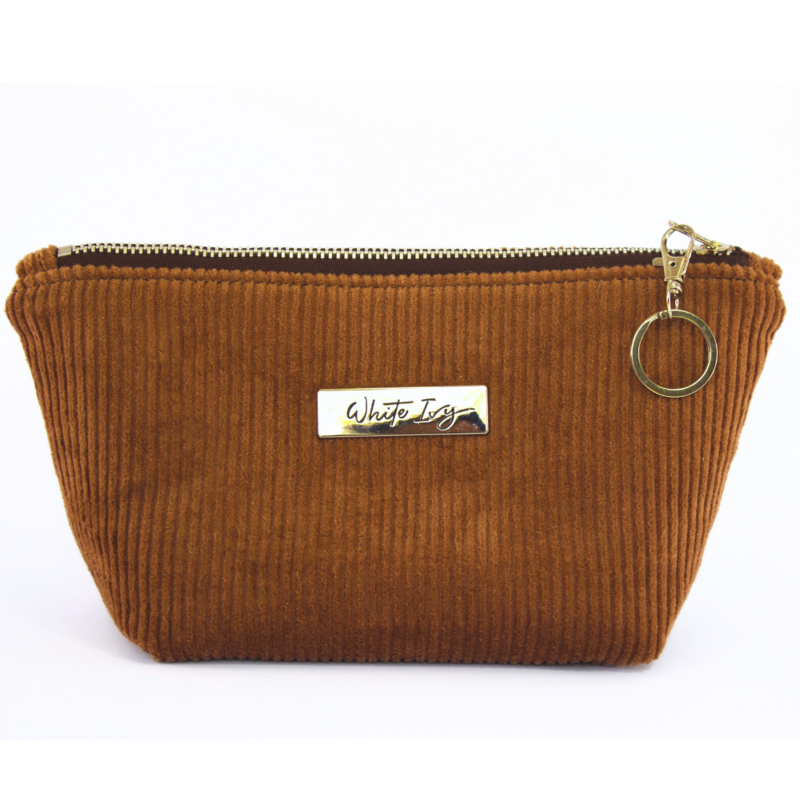 Tan Corduroy Make-up Bag