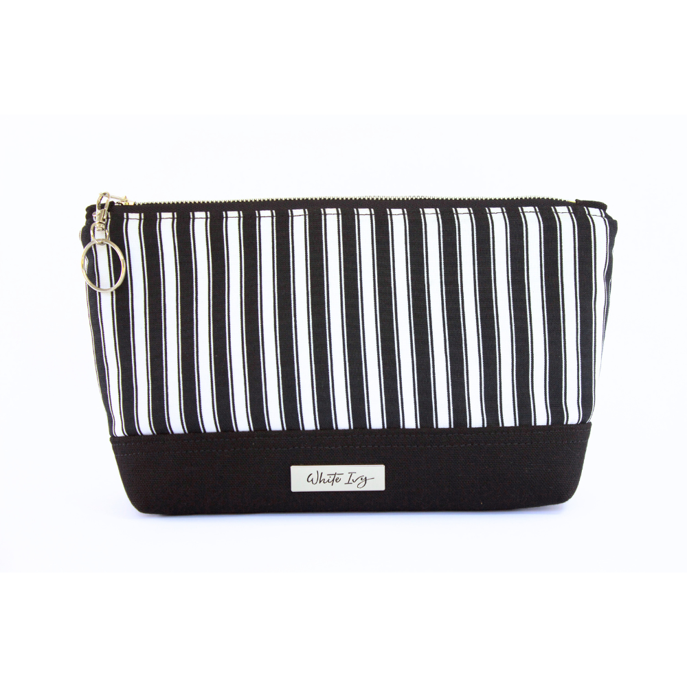 Black &amp; White Striped Vanity Bag
