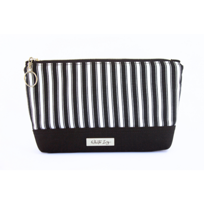 Black &amp; White Striped Vanity Bag