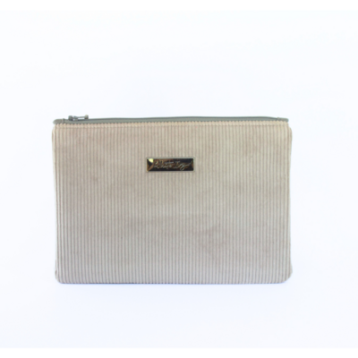 Grey Corduroy Flat Pouch