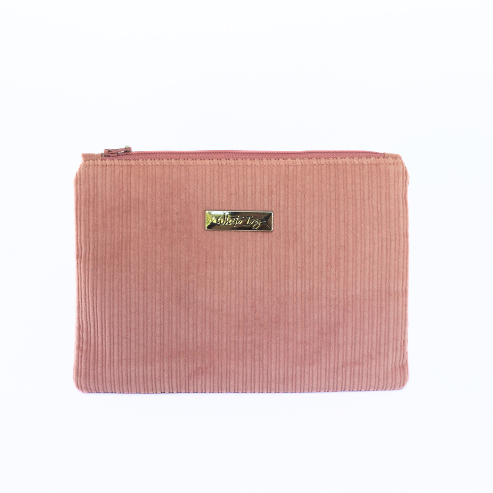 Blush Corduroy Flat Pouch