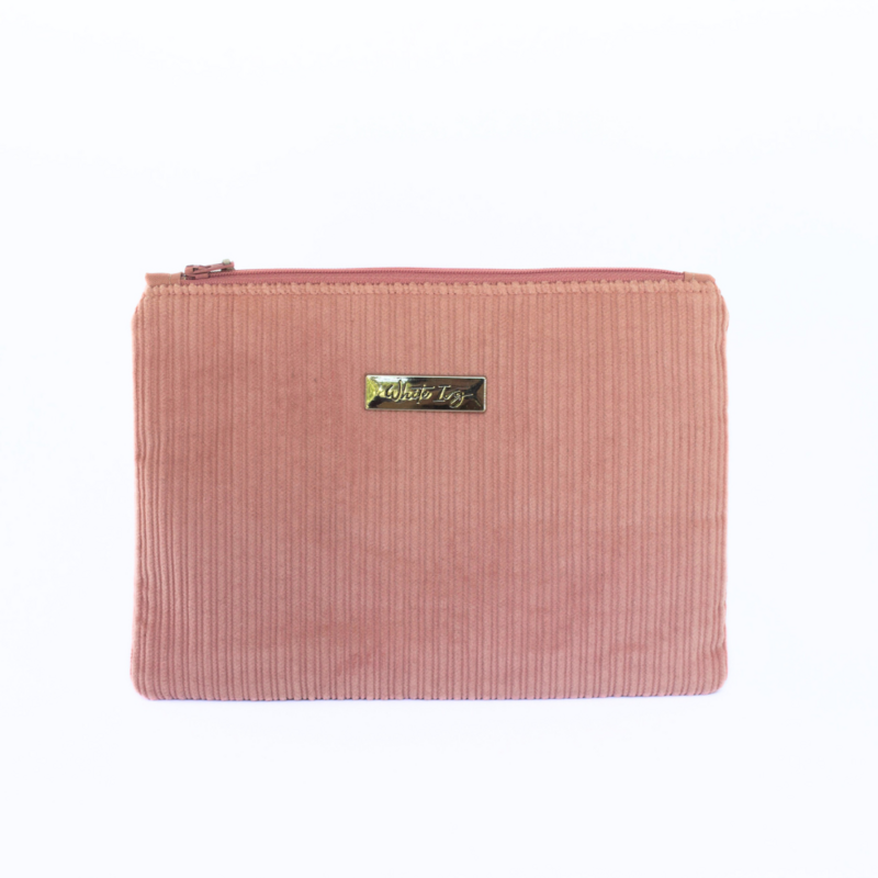 Blush Corduroy Flat Pouch